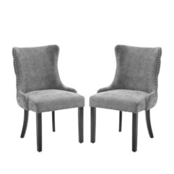 HomeStar Set Of 2 London Velvet Fabric Dining Chair - Grey