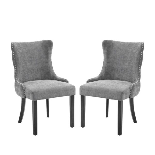 HomeStar Set Of 2 London Velvet Fabric Dining Chair - Grey