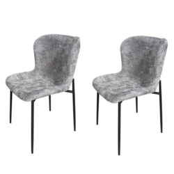 HomeStar Set Of 2 Spinel Fabric Kitchen Dining Chair Metal Legs Grey/Black