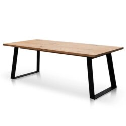 Hudson 2.2m Straight Top Dining table - Rustic Oak - Metal Legs - Last One by Interior Secrets - AfterPay Available