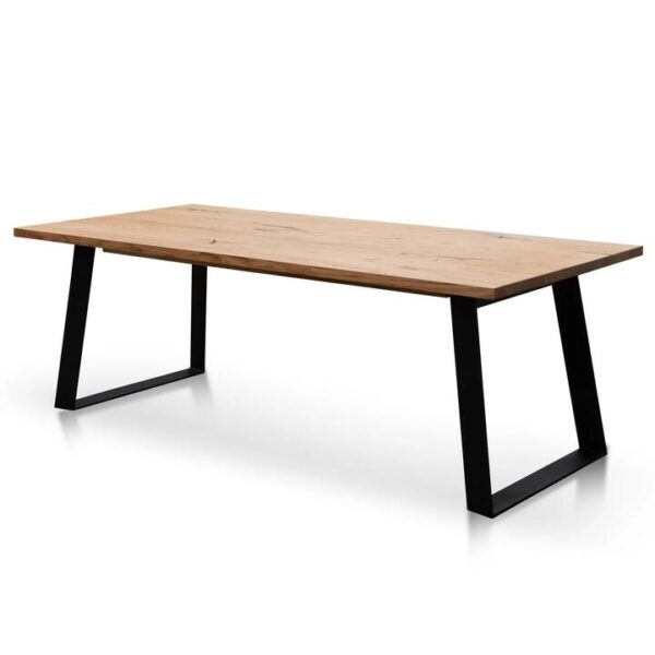 Hudson 2.2m Straight Top Dining table - Rustic Oak - Metal Legs - Last One by Interior Secrets - AfterPay Available