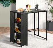Ingomar Pe Rattan Outdoor Bar Table Black