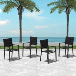John Aluminium Black Outdoor Dining Chair 4-Piece Set