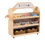 Jooyes Steam 2 Shelf Kids Trolley Cabinet With Storage Boxes Neutral