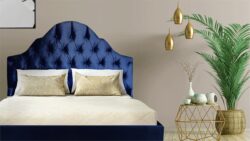 Julia custom upholstered bed frame with choice of standard base