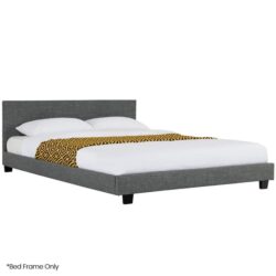 KINGSTON SLUMBER King Size Bed Frame, Upholstered Fabric Base with Headboard, Grey