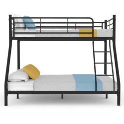 KINGSTON SLUMBER Metal Single over Double Bunk Bed Frame, Dark Matte Grey