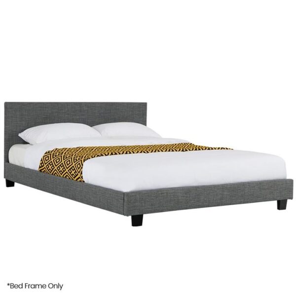 KINGSTON SLUMBER Queen Size Bed Frame, Upholstered Fabric Base with Headboard, Grey