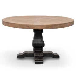 Kara Reclaimed 1.4m Round Dining Table - Natural Top and Black Base by Interior Secrets - AfterPay Available
