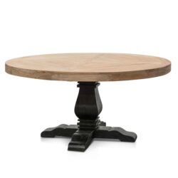 Kara Reclaimed 1.6m Round Dining Table - Natural Top and Black Base by Interior Secrets - AfterPay Available