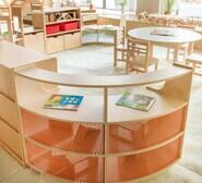 Kids Jooyes Curved Storage Cabinet With Open Shelf Neutral