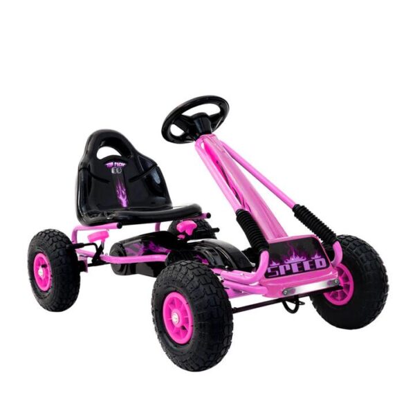 Kids Pedal Go Kart Car Ride On Toys Racing Bike Rubber Tyre Adjustable Seat