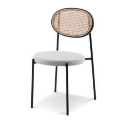 Lesley Rattan Back Dining Chair - Silver Grey Fabric by Interior Secrets - AfterPay Available