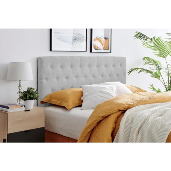 Lilly Button Bed Head Light Grey - Queen