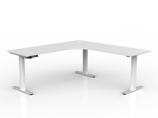 Lithe 180cm x 60cm Two Column 90Â° Electric Height Adjustable Workstation with Right Return - White by Interior Secrets - AfterPay Available