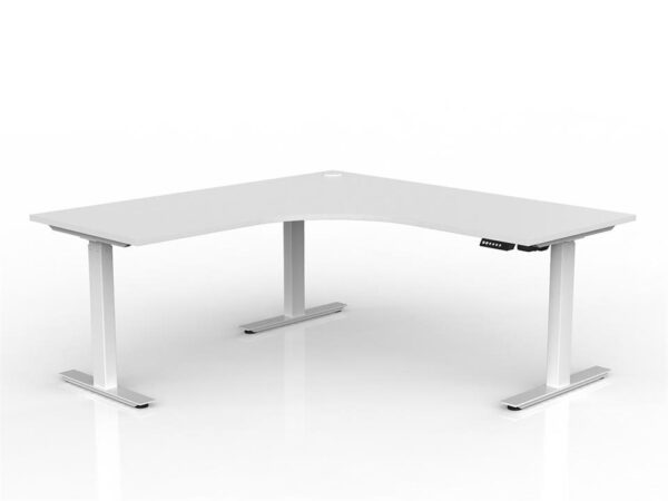 Lithe 180cm x 75cm Two Column 90Â° Electric Height Adjustable Workstation with Left Return - White by Interior Secrets - AfterPay Available