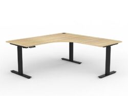 Lithe 180cm x 75cm Two Column 90° Electric Height Adjustable Workstation with Right Return - Natural and Black by Interior Secrets - AfterPay Available