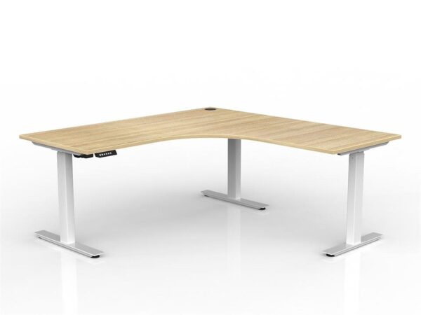 Lithe 180cm x 75cm Two Column 90Â° Electric Height Adjustable Workstation with Right Return - Natural by Interior Secrets - AfterPay Available