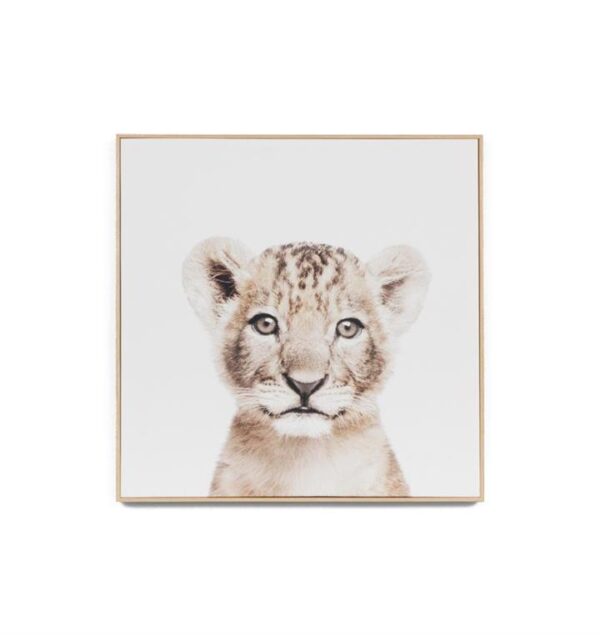 Lovable Cub Natural Framed Canvas Wall Art Print by Interior Secrets - AfterPay Available