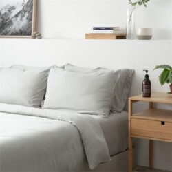 Lyocell Duvet Cover Set (100% TENCEL ) | TENCEL Quilt Cover with Pillow Case Queen / Mist Grey
