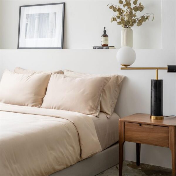 Lyocell Duvet Cover Set (100% TENCEL ) | TENCEL Quilt Cover with Pillow Case Queen / Sand Taupe