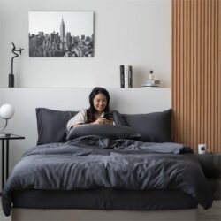 Lyocell Duvet Cover Set (100% TENCEL ) | TENCEL Quilt Cover with Pillow Case Queen / Slate Grey