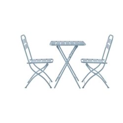 Madrid Metal Outdoor Balcony Table Set - Light Grey
