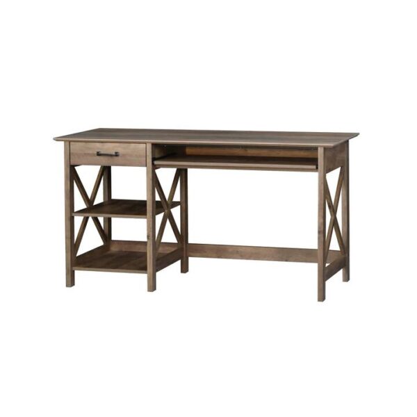 Maestro Furniture Nazma Home Office Computer Writing Working Desk 1.4m W/ Open Shelves & 1-Drawer Rustic Oak