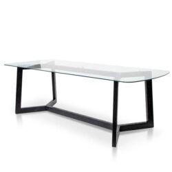 Massey 2.4m Dining Table - Glass Top with Black Base by Interior Secrets - AfterPay Available