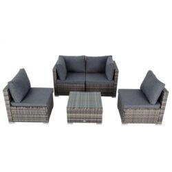 Maui 4 Seater Outdoor Lounge Set PE Rattan Grey