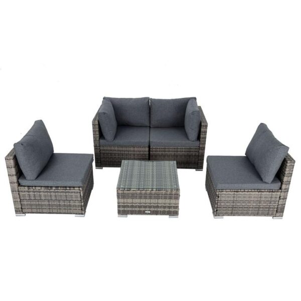 Maui 4 Seater Outdoor Lounge Set PE Rattan Grey
