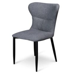 Mavis Fabric Dining Chair - Pebble Grey in Black Legs by Interior Secrets - AfterPay Available