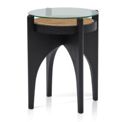 Mcdaniel 50cm Round Glass Side Table - Black by Interior Secrets - AfterPay Available