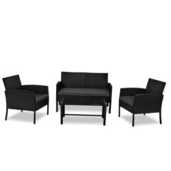 Miami 4 Pc PE Wicker Outdoor Set-Black