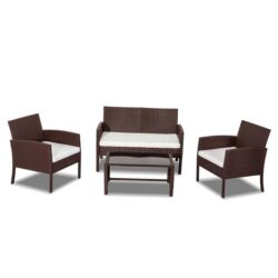 Miami 4 Pc PE Wicker Outdoor Set-Brown