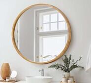 Mikko 80Cm Round Wall Mirror Brown