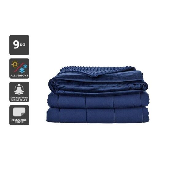 Mink Dot Weighted Cotton Blanket - Navy, 9KG - 9kg