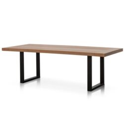 Miriam 2.4m Wooden Dining Table - Dusty Oak with Matte Black Base by Interior Secrets - AfterPay Available