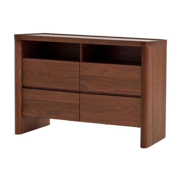 Modesta Glass Top Chest of Drawer - Walnut by Interior Secrets - AfterPay Available