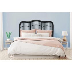 Moria Rattan Eco Friendly Bed Head Headboard Double Size - Black - Double