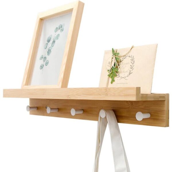 NNEOBA Bamboo Floating Wall-Mounted Rack Coat Hook Rack Towel Hanger Holder European Style Dress Coat Hook Wall Door Hat Hanger
