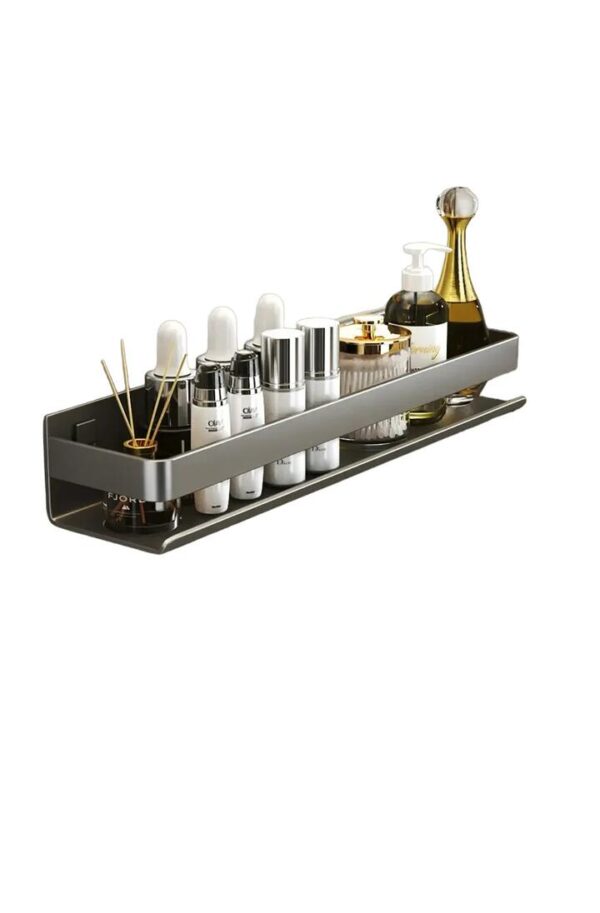 NNEOBA Contemporary Gray Bathroom Shelf Organizer - Wall-Mounted Corner Storage Rack
