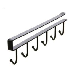 NNEOBA Iron 6 Hooks Storage Shelf Wardrobe Cabinet Metal Under Shelves Mug Cup Hanger Bathroom Kitchen Organizer Hanging Rack Holder