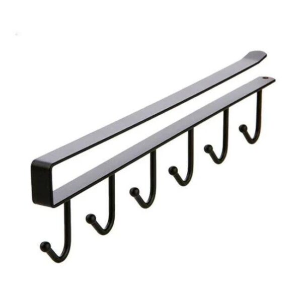 NNEOBA Iron 6 Hooks Storage Shelf Wardrobe Cabinet Metal Under Shelves Mug Cup Hanger Bathroom Kitchen Organizer Hanging Rack Holder