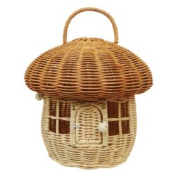 NNEOBA Rattan Mushroom Wicker Basket Cute Cartoon Tote