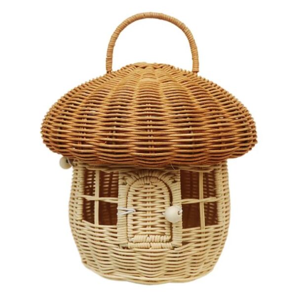 NNEOBA Rattan Mushroom Wicker Basket Cute Cartoon Tote