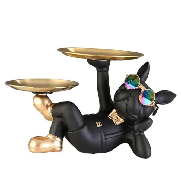 NNEOBA Resin Bulldog Statue - Unique Animal Figurine Sculpture in Black