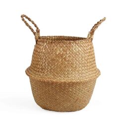 NNEOBA Straw Wicker Rattan Hanging Flowerpot Basket