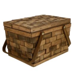 NNEOBA Wooden Woven Large Capacity Picnic Storage Basket