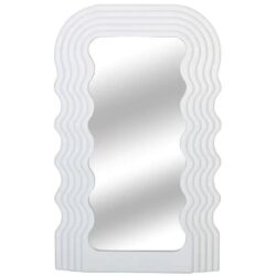 NNETM Aesthetic Wall Mounted Mirror With Wave Pattern Frame